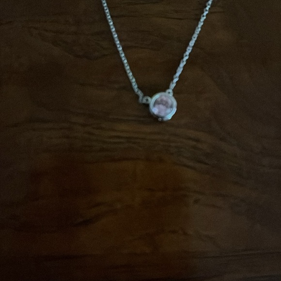 Crislu sterling silver with pink cz bezel set necklace. - Picture 7 of 8